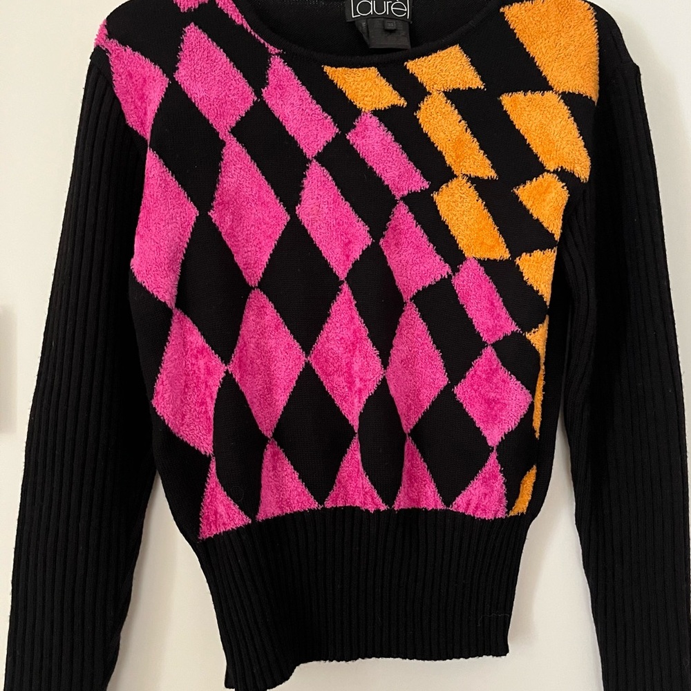 Women's Black, Pink, and Orange Sweater Laurel Made in Italy
